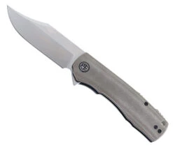 Petrified Fish Victor Folding Knife Khaki Micarta Handle K110 Plain Edge Satin Finish P03-KMS