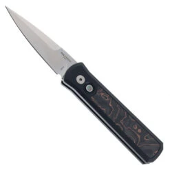 Pro-Tech Godson Automatic Knife Black /Copper Aluminum Carbon Fiber Handle 20CV Spear Point Plain Edge 7210 Livewire 20CV