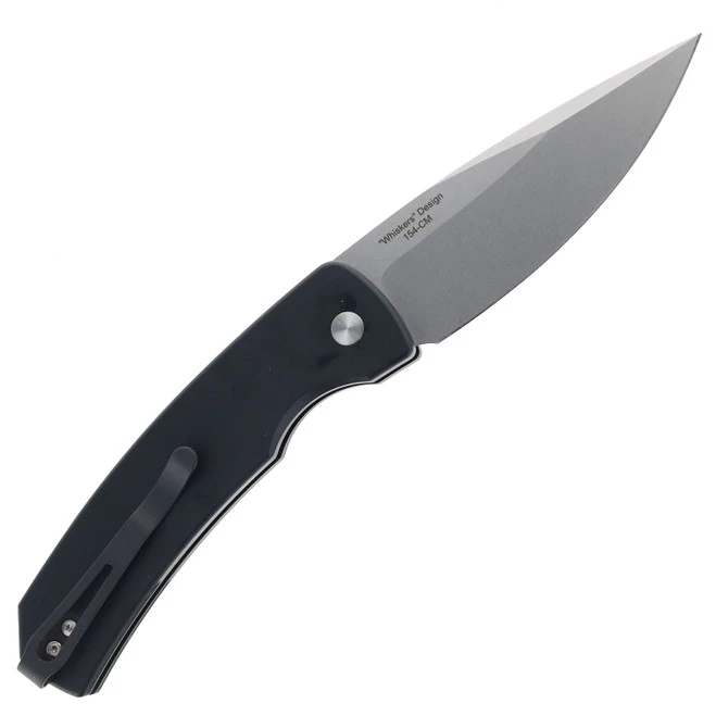 Pro-Tech Magic 2 Whiskers Auto Knife Black Aluminum Handle 154CM Drop Point Plain Edge Stonewash Finish M2601 2 Pro-Tech Magic 2 Whiskers Auto Knife Black Aluminum Handle 154CM Drop Point Plain Edge Stonewash Finish M2601 - Image 2