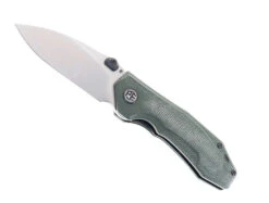Petrified Fish Havrog Green Micarta Handle Thumb Stud Liner Lock Pocket Knife K110 Stonwashed Blade PF-P04 GRMW