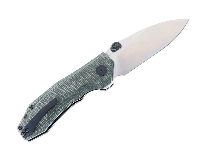 Petrified Fish Havrog Green Micarta Handle Thumb Stud Liner Lock Pocket Knife K110 Stonwashed Blade PF-P04 GRMW 2 Petrified Fish Havrog Green Micarta Handle Thumb Stud Liner Lock Pocket Knife K110 Stonwashed Blade PF-P04 GRMW - Image 2