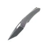 Poikilo Blade Tero S1 Folding Knife Grey Titanium Handle M398 Tanto Plain Edge
