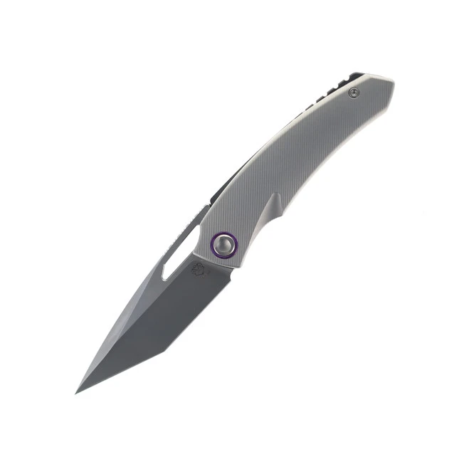 Poikilo Blade Tero S1 Folding Knife Grey Titanium Handle M398 Tanto Plain Edge 1 Poikilo Blade Tero S1 Folding Knife Grey Titanium Handle M398 Tanto Plain Edge
