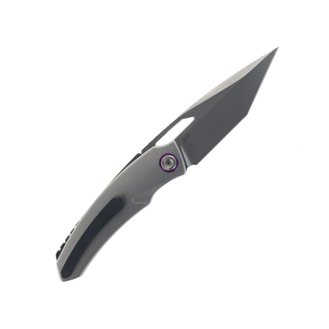 Poikilo Blade Tero S1 Folding Knife Grey Titanium Handle M398 Tanto Plain Edge 2 Poikilo Blade Tero S1 Folding Knife Grey Titanium Handle M398 Tanto Plain Edge - Image 2