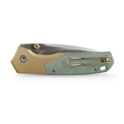 Vosteed Psyop Folding Knife Teal Norplex UltreX Micarta Handle S35VN Plain Edge Satin Finish A2221