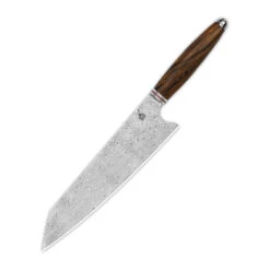 QSP Kritsuke Fixed Blade Knife Desert Iron Wood Handle Damascus Plain Edge KK-004B