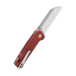 QSP Penguin V2 Folding Knife Red Micarta Handle D2 Sheepsfoot Plain Edge QS130V2-D1