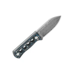 QSP Canary Fixed Blade Knife Black/Blue Carbon Fiber Handle Laminated Damascus Blade Plain Edge QS141-I -White Mountain Knives QS141 I 3 65814.1690907186