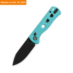 QSP Canary Glyde Folding Knife Baby Blue G10 Handle 14C28N Plain Black Blade QS150GL-C2