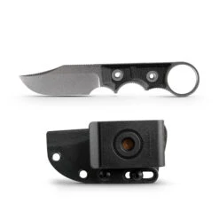 Vosteed Quokka-O Fixed Blade Knife Black Micarta Handle 14C28N Bowie Plain Edge Stonewash Finish D0501