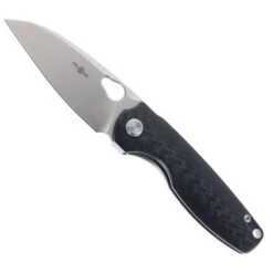 TwoSun Folding Knife Black Titanium/Carbon Fiber Handle M390 Plain Edge TS129-M390-SW