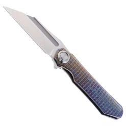 Two Sun Folding Knife Color Titanium Handle M390 Plain Edge Satin Finish TS195-Square-Color