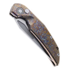 TwoSun Tepe Design Button Lock Folding Knife Color Titanium Handle M390 Plain Edge TS210-M3C -White Mountain Knives TWOSUN TS210 M390 COLOR 01 27161.1718654173