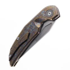 TwoSun Tepe Design Button Lock Folding Knife Color Titanium Handle M390 Plain Edge TS210-M3C -White Mountain Knives TWOSUN TS210 M390 COLOR 03 04727.1718654173