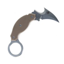 TwoSun Fixed Knife Brown Micarta Handle 14C28N Karambit Plain Edge Stonewash Finish TS477
