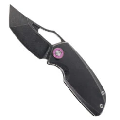 TwoSun Folding Knife Black Titanium Handle 14C28N Plain Edge TS498-14C28N-Black