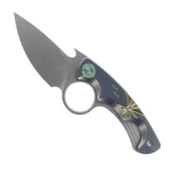 TwoSun Mini Fixed Blade Knife Titanium/Sun/Birds Handle 14C28N Plain Edge TS569-Ti