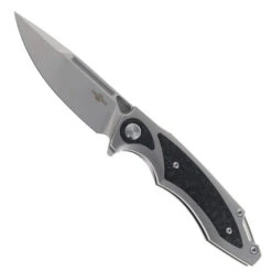 Two Sun Folding Knife Titanium/Carbon Fiber Handle M390 Plain Edge Satin Finish TS211-M390-CF