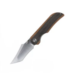 Tuya Wolf Folding Knife Brown G-Carta Micarta Handle M390 Harpoon Plain Edge Satin Finish T1745-D