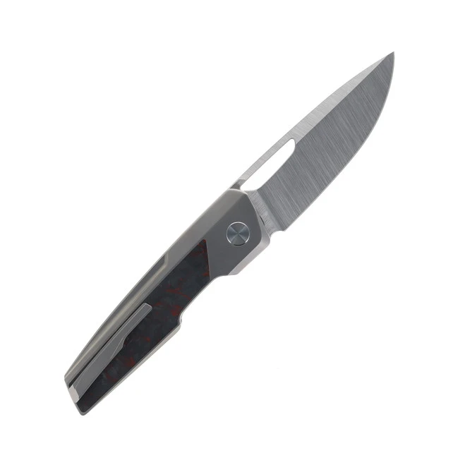 Tuya Folding Knife Anzu Red/Black Marble Carbon Fiber Handle M390 Drop Point Plain Edge Satin Finish T1746-D 2 Tuya Folding Knife Anzu Red/Black Marble Carbon Fiber Handle M390 Drop Point Plain Edge Satin Finish T1746-D - Image 2