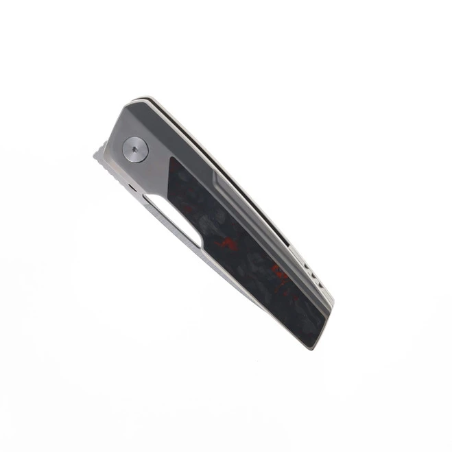 Tuya Folding Knife Anzu Red/Black Marble Carbon Fiber Handle M390 Drop Point Plain Edge Satin Finish T1746-D 3 Tuya Folding Knife Anzu Red/Black Marble Carbon Fiber Handle M390 Drop Point Plain Edge Satin Finish T1746-D - Image 3