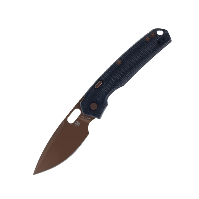 WMK Exclusive Vosteed Psyop Folding Knife Black Micarta Handle Elmax Copper PVD Finish A2216 1 WMK Exclusive Vosteed Psyop Folding Knife Black Micarta Handle Elmax Copper PVD Finish A2216