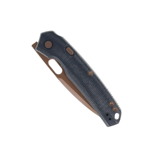 WMK Exclusive Vosteed Psyop Folding Knife Black Micarta Handle Elmax Copper PVD Finish A2216 3 WMK Exclusive Vosteed Psyop Folding Knife Black Micarta Handle Elmax Copper PVD Finish A2216 - Image 3