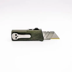 Chaves CHUB OTF Auto Knife OD Green Aluminum Handle Razor Blade Crosshatch Finish -White Mountain Knives Website Listing Photo 998 720x 96563.1749144651