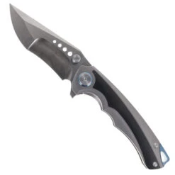 Yangge Folding Knife Gray/Black Titanium/Zirconium Handle Elmax Plain Edge YG006-Grey-Black