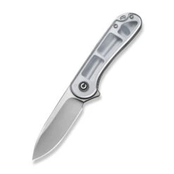 Civivi Elementum Folding Knife Polished Clear Lexan Handle D2 Drop Point Plain Edge Satin Finish C907A-7