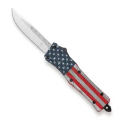 Cobra Tec Medium CTK-1 Cerakote American Flag OTF Knife Aluminum Handle Plain D2 Blade MUSACTK-1MDNS