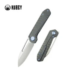 Kubey Royal Frame Lock Folding Knife Flame Titanium Handle M390 Clip Point Plain Edge Sandblast Finish KB321N