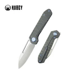 (Uneven Grind) Open Box / Return Kubey Royal Frame Lock Folding Knife Flame Titanium Handle M390 Clip Point Plain Edge Sandblast Finish KB321N