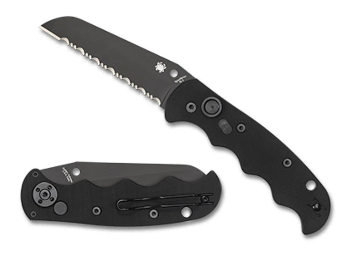 Spyderco Autonomy Auto Knife Black G10 Handle H-1 Serrated Black Blade C165GSBBK 1 Spyderco Autonomy Auto Knife Black G10 Handle H-1 Serrated Black Blade C165GSBBK