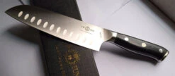 TwoSun Kitchen Santoku Chef Fixed Blade Knife Black G10 Handle 14C28N Plain Edge TS933-14C28N