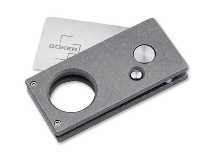 Discontinued Boker Auto Cigar Cutter Gray Titanium Handle 9Cr13CoMoV Plain Edge 01BO513 2 Discontinued Boker Auto Cigar Cutter Gray Titanium Handle 9Cr13CoMoV Plain Edge 01BO513 - Image 2