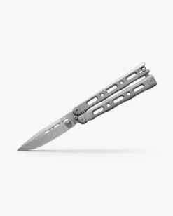 Benchmade Laro Butterfly Knife Gray Titanium Handle MagnaCut Stainless Steel Blade BM82