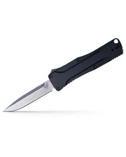 Benchmade OM OTF Auto Knife Black Aluminum Handle S30V Clip Point Plain Edge Satin Finish 4850