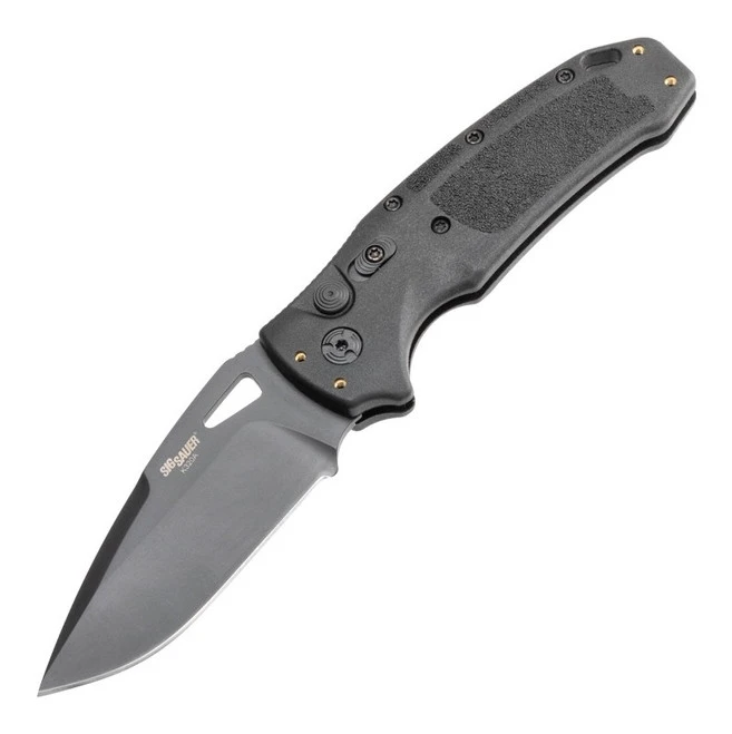 Hogue Sig Auto Knife Black Polymer Handle S30V Drop Point Plain Edge Black Cerokote Finish HO36330 3 Hogue Sig Auto Knife Black Polymer Handle S30V Drop Point Plain Edge Black Cerokote Finish HO36330 - Image 3