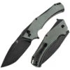 Kansept Hellx Folding Knife Green Micarta Handle D2 Plain Edge Black Stonewash Finish T1008F1