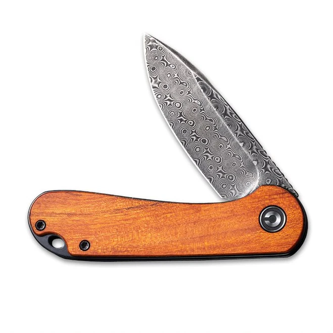 Civivi Elementum Folding Knife Orange Cuibourtia Wood Handle Damascus Plain Edge C907DS-2 3 Civivi Elementum Folding Knife Orange Cuibourtia Wood Handle Damascus Plain Edge C907DS-2 - Image 3