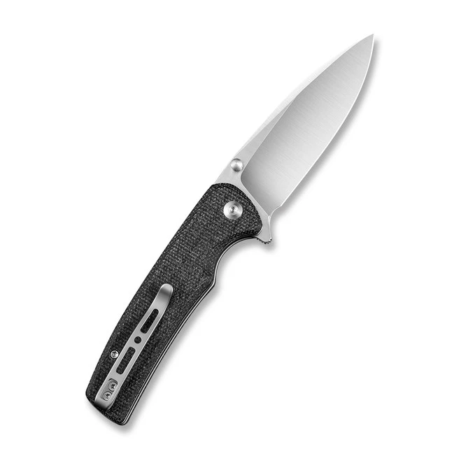 Sencut Sachse Folding Knife Black Micarta Handle 9Cr18MoV Drop Point Plain Edge Satin Finish S21007-1 2 Sencut Sachse Folding Knife Black Micarta Handle 9Cr18MoV Drop Point Plain Edge Satin Finish S21007-1 - Image 2