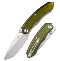 Remette Folding Knife Green G10 Handle 14C28N Drop Point Plain Edge GC103