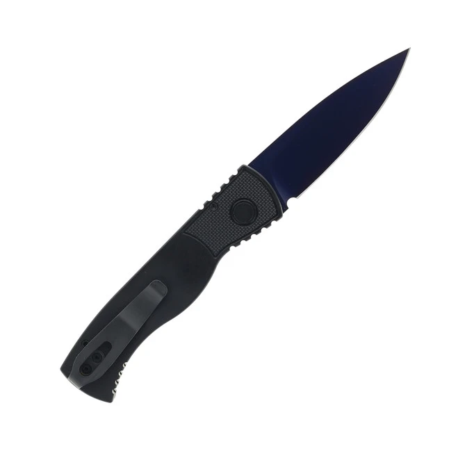 Pro-Tech Tactical Response 2 Auto Knife Black Aluminum Handle Magnacut Drop Point Plain Saphire Blue Blade T203-SB 2 Pro-Tech Tactical Response 2 Auto Knife Black Aluminum Handle Magnacut Drop Point Plain Saphire Blue Blade T203-SB - Image 2