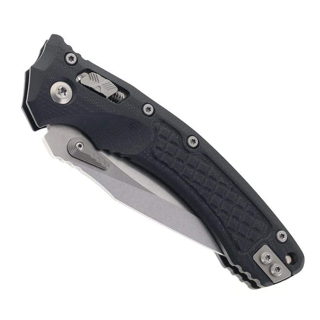 Microtech Amphibian Ram-Lok Folding Knife Black Frag G10 Handle Partially Serrated Blade 137RL-11 FRGTBK 3 Microtech Amphibian Ram-Lok Folding Knife Black Frag G10 Handle Partially Serrated Blade 137RL-11 FRGTBK - Image 3