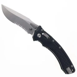Microtech Amphibian Ram-Lok Folding Knife Black Frag G10 Handle Partially Serrated Blade 137RL-11 FRGTBK