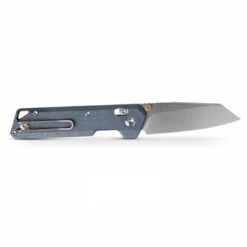 Vosteed Parallel Folding Knife Blue Titanium Handle S35VN Plain Stonewash Blade A3504