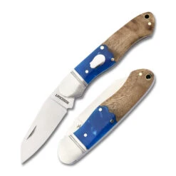 RoseCraft Ocoee Folding Knife Blue Resin Burl Handle D2 Plain Edge RCT009-BW -White Mountain Knives rbl 51431.1739553609
