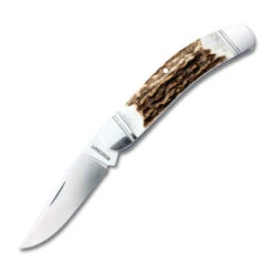 RoseCraft Blades Stinking Creek Sowbelly Stag Folding Knife D2 Modified Clip Point Plain Edge RCT023-STG -White Mountain Knives stg 2 01221.1729007623